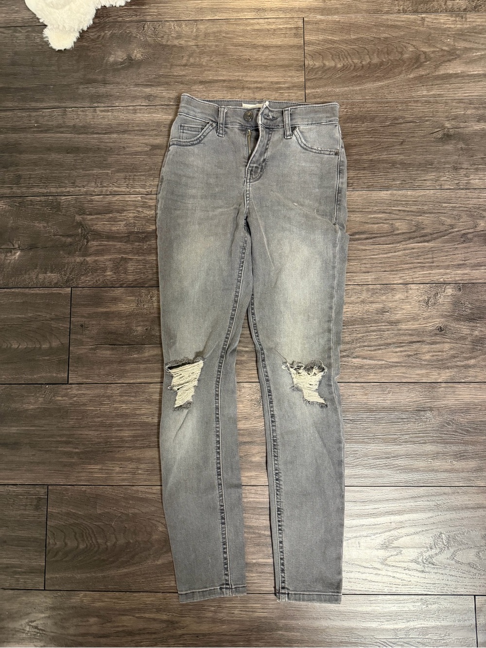 Topshop Grey Distressed Skinny Jeans